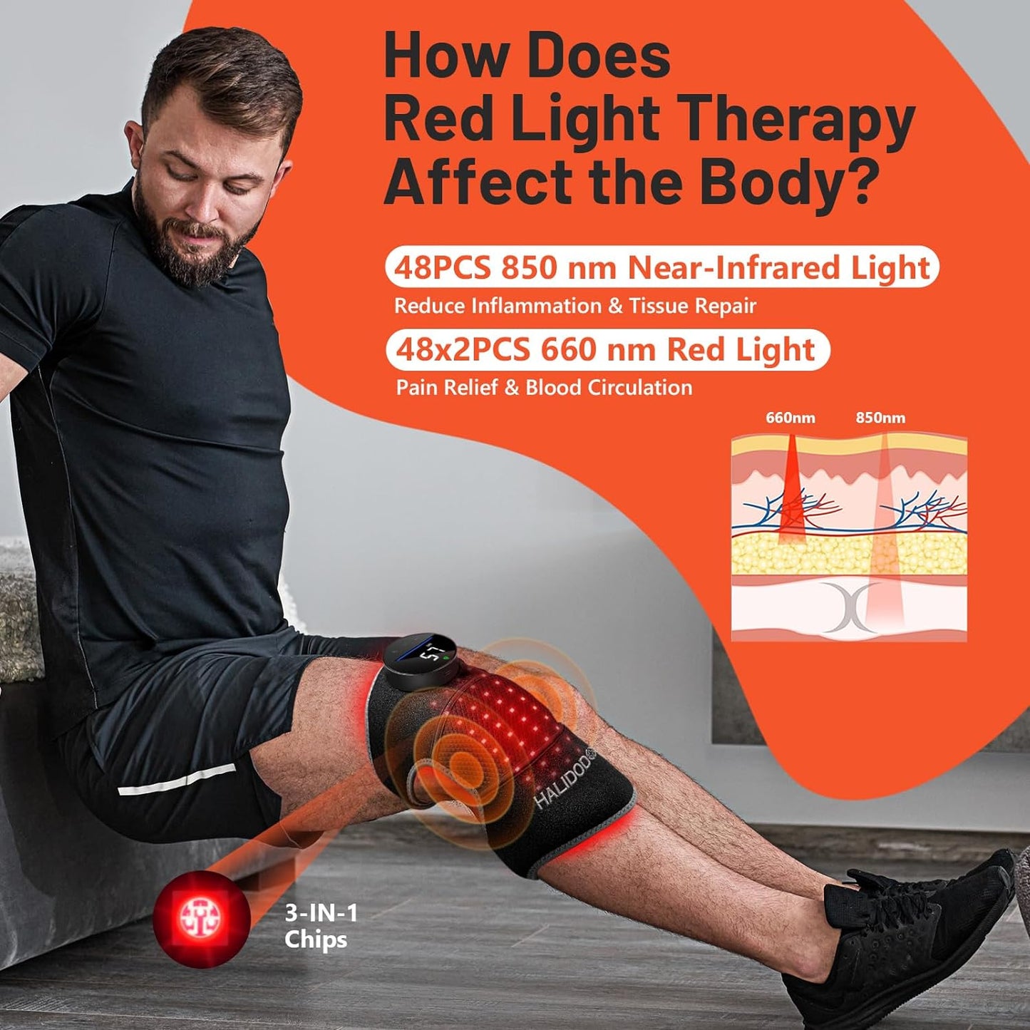 Red Light Therapy & Vibration Massage Knee Brace