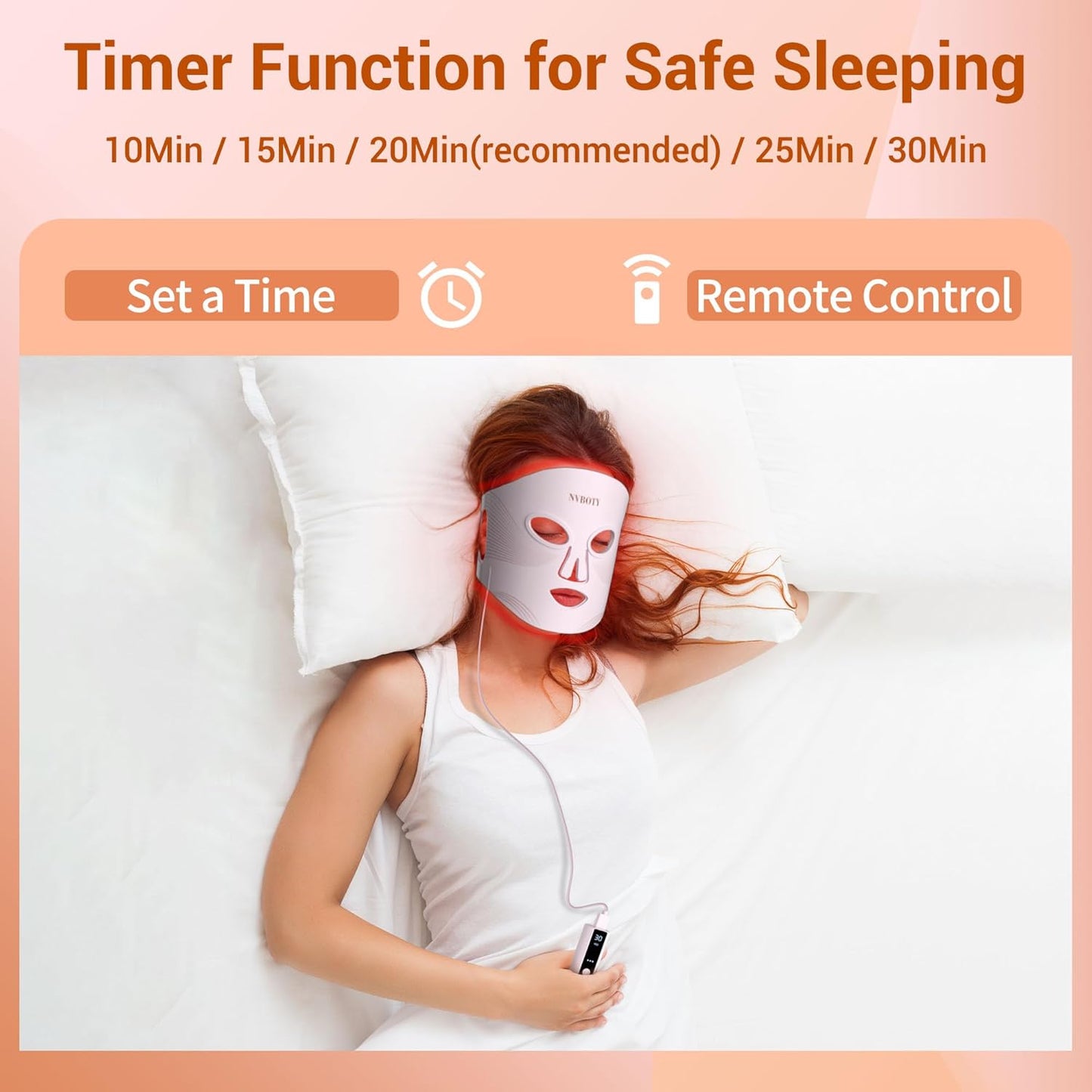 LED Face Mask Light Therapy, 4 Modes Portable Red Light Therapy for Face