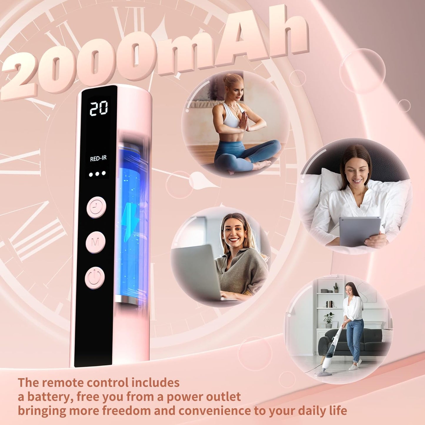 LED Face Mask Light Therapy, 4 Modes Portable Red Light Therapy for Face