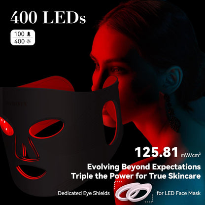 LED Face Mask Light Therapy, 4 Modes Portable Red Light Therapy for Face