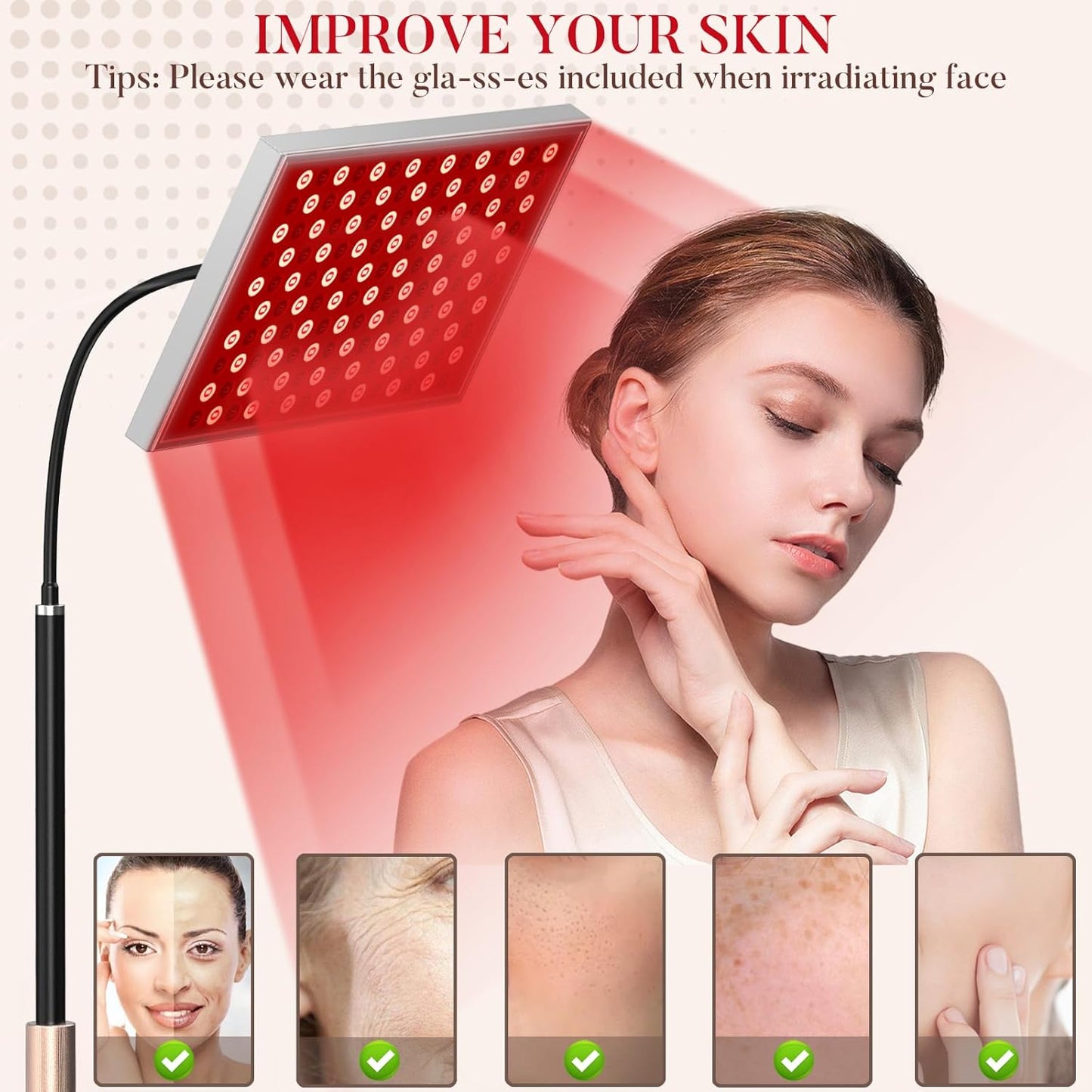 Infrared Light Therapy Panel with Stand, Red Light Therapy Lamp