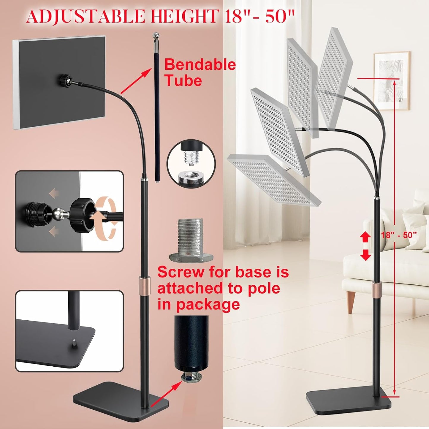 Infrared Light Therapy Panel with Stand, Red Light Therapy Lamp
