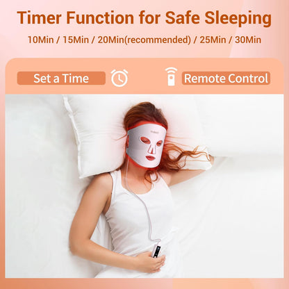 LED Face Mask Light Therapy, 4 Modes Portable Red Light Therapy for Face