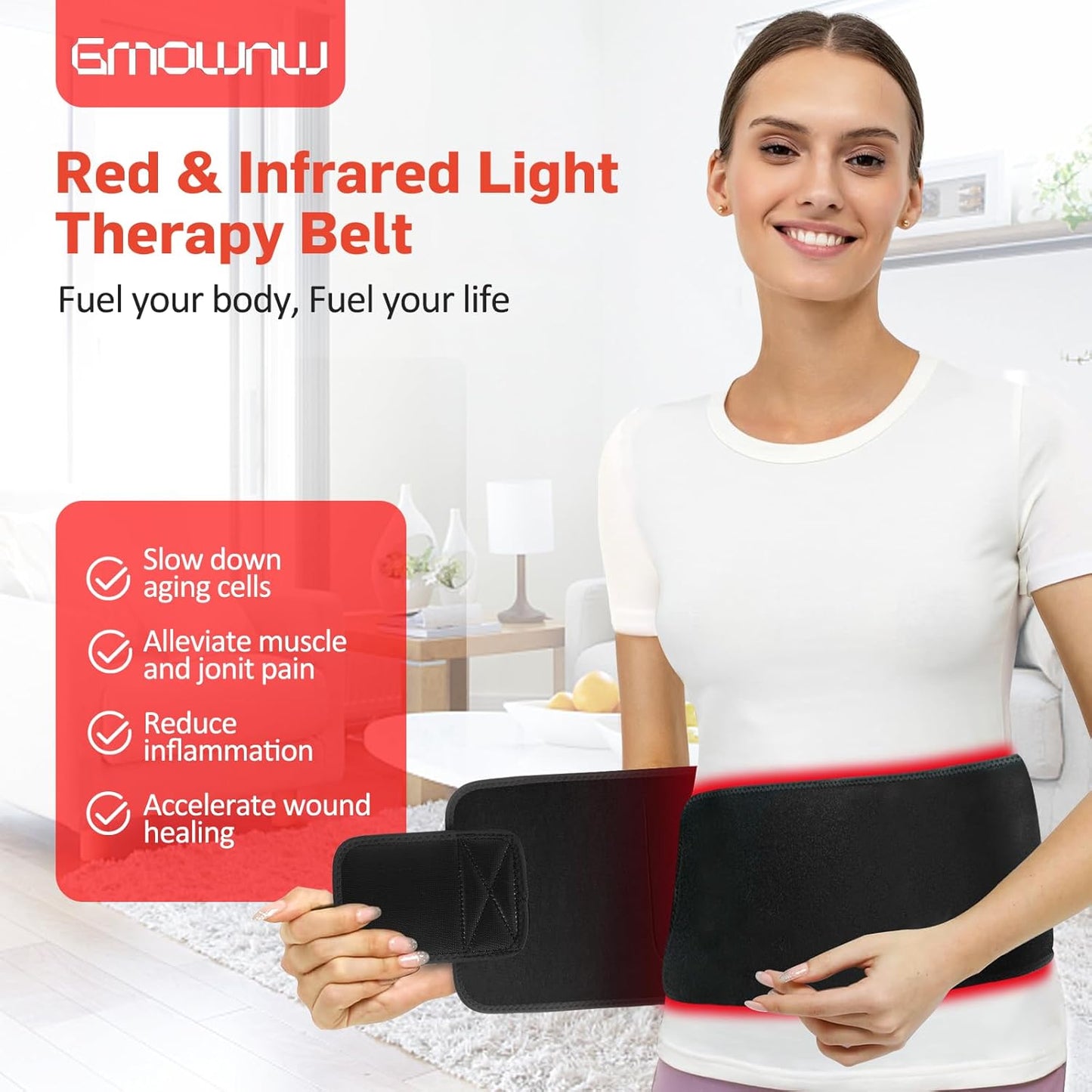 Red Light Therapy Belt Wrap Timer Remote Control